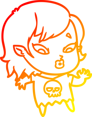 Bir insan tarafından çizilmiş sevimli bir vampir kız çizgi çizimi.