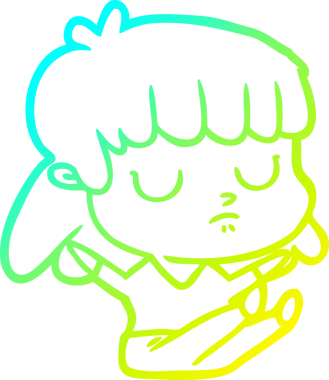 Bir insan tarafından çizilmiş soğuk gradyan çizgi çizgi film karakteri ilgisiz bir kadının