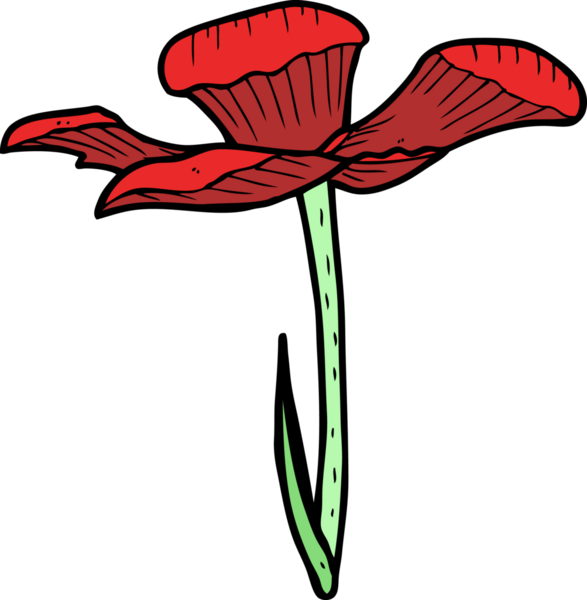 Bir insan tarafından çizilmiş karikatür çiçeği