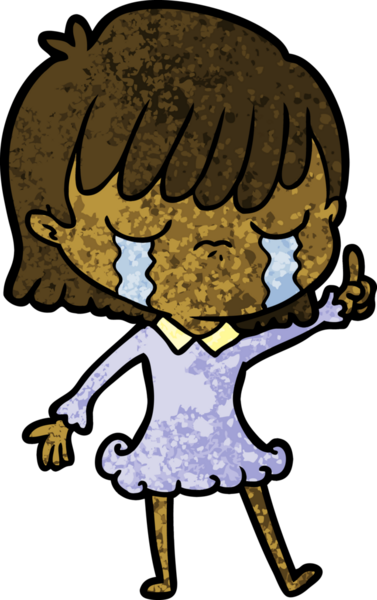 Bir insan tarafından çizilmiş ağlayan çizgi film kadını.