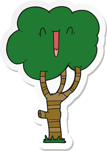 Bir insan tarafından çizilmiş bir karikatür ağacının çıkartması.