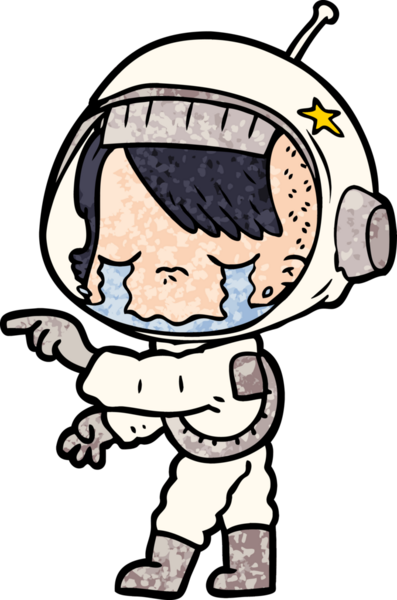 Bir insan tarafından çizilmiş ağlayan astronot kız.