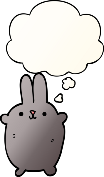 Düşünce baloncuklu çizgi film tavşanı bir insan tarafından çizilmiş.