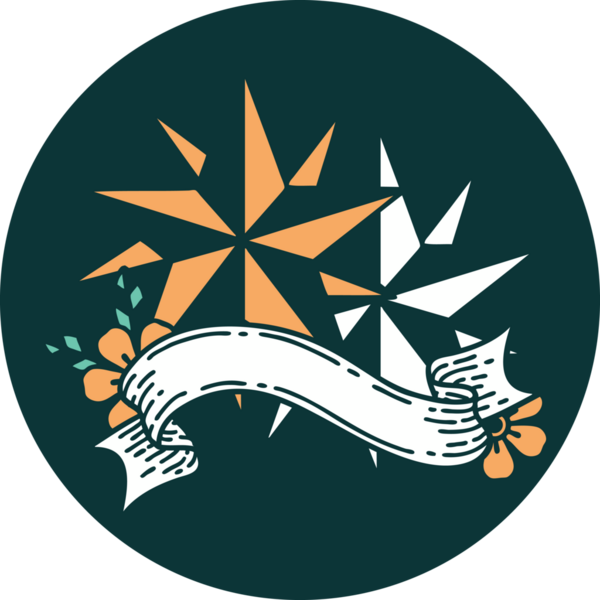 bir insan tarafından çizilmiş yıldız pankartıyla dövme biçimi simgesi