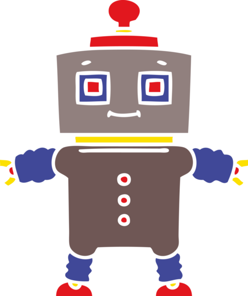 Bir insan tarafından çizilmiş tuhaf çizgi film robotu.