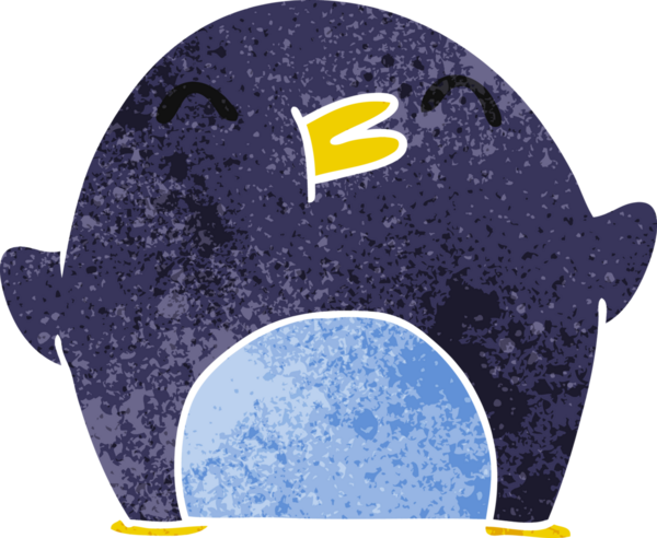 Bir insan tarafından çizilmiş kawaii pengueni.