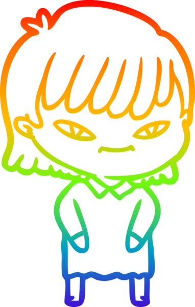 gökkuşağı gradyan çizimi bir insan tarafından çizilmiş bir karikatür kadın