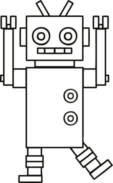 Bir insan tarafından çizilmiş dans eden bir robot çizimi