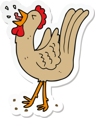 Bir insan tarafından çizilmiş öten bir horozun çıkartması.