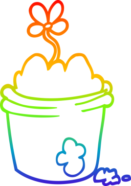 Gökkuşağı gradyan çizgi çizimi bir insan tarafından çizilmiş çiçek saksısı