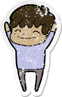 Bir insan tarafından çizilmiş mutlu bir çocuğun sıkıntılı çıkartması.