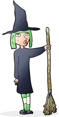 Bir insan tarafından çizilmiş çizgi film cadısı.