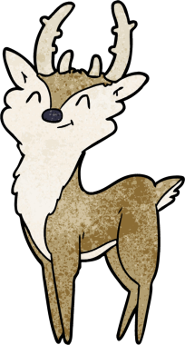 Bir insan tarafından çizilmiş mutlu bir geyik.