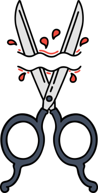 Bir insan tarafından çizilmiş geleneksel bir makas dövmesi.