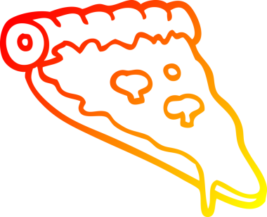 Bir insan tarafından çizilmiş bir pizza diliminin sıcak gradyan çizimi