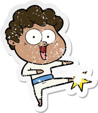 Bir insan tarafından çizilmiş mutlu bir adamın sıkıntılı çıkartması.