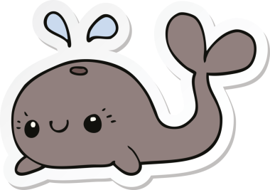 Bir insan tarafından çizilmiş şirin bir balinanın çıkartması.