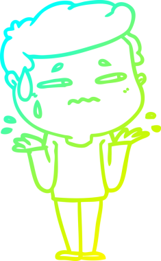 Bir insan tarafından çizilmiş kafası karışmış bir çizgi film çizimi.