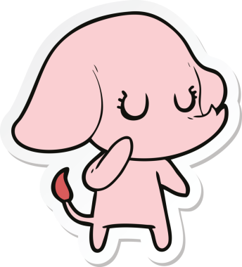 Bir insan tarafından çizilmiş şirin bir fil çıkartması.