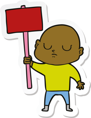 Bir insan tarafından çizilmiş kel bir adamın çıkartması.