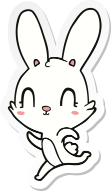 Bir insan tarafından çizilmiş şirin bir tavşanın çıkartması.