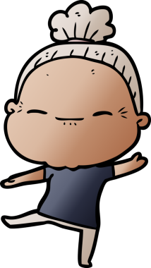 Bir insan tarafından çizilmiş barışçıl yaşlı bir kadın.