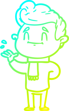 Bir insan tarafından çizilmiş mutlu bir çizgi film karakteri çizimi.