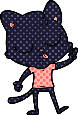 Bir insan tarafından çizilmiş çizgi film kedisi.