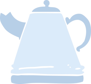 Bir insan tarafından çizilmiş düz renkli çizim çaydanlığı