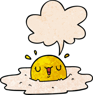 bir insan tarafından çizilmiş, konuşma baloncuklu karikatür yumurta.