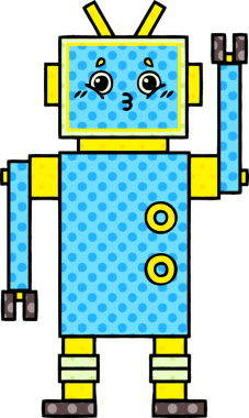 bir insan tarafından çizilmiş bir robotun çizgi roman tarzı