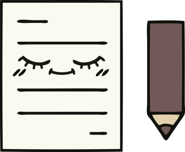 Bir insan tarafından çizilmiş bir test kağıdının sevimli karikatürü.