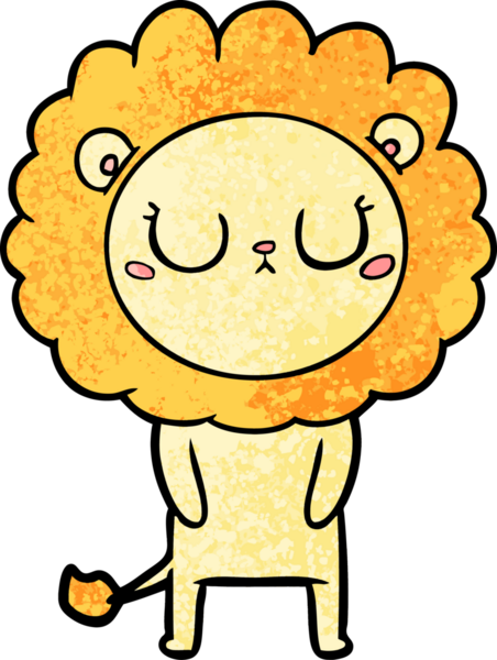 Bir insan tarafından çizilmiş çizgi film aslanı.