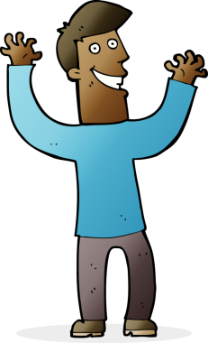 Bir insan tarafından çizilmiş heyecanlı bir çizgi film.