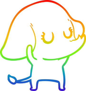 Gökkuşağı gradyan çizgisi bir insan tarafından çizilmiş şirin bir fil çizimi