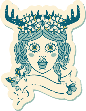 Bir insan tarafından çizilmiş Retro Dövme Tarzı İnsan Druidi