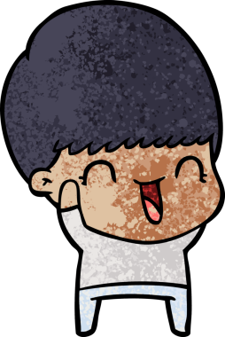 Bir insan tarafından çizilmiş mutlu çizgi film çocuğu.