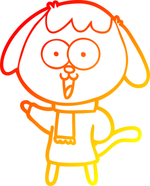 Bir insan tarafından çizilmiş sevimli bir köpeğin sıcak çizgi çizgisi.