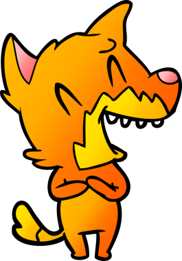 Bir insan tarafından çizilmiş gülen tilki çizgi filmi.