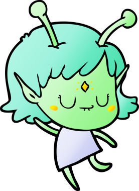 Bir insan tarafından çizilmiş uzaylı kız.