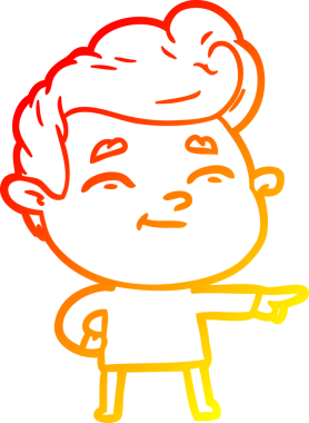 Bir insan tarafından çizilmiş mutlu bir çizgi film karakterinin sıcak çizgi çizimi