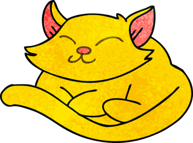 Bir insan tarafından çizilmiş garip çizgi film kedisi.