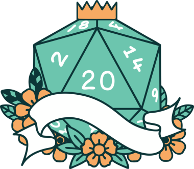 Retro Dövme Biçimi Doğal 20 D20 zar bir insan tarafından çizildi