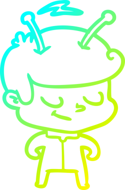 Bir insan tarafından çizilmiş dost canlısı bir uzay adamının soğuk çizgi çizimi.