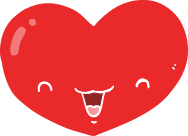 Bir insan tarafından çizilmiş düz renk çizgi film aşk kalp karakteri