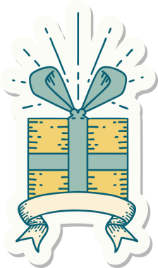 Bir insan tarafından çizilmiş dövme stili Noel hediyesi.