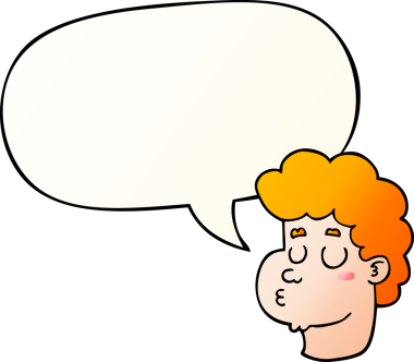 bir insan tarafından çizilmiş düzgün eğimli konuşma baloncuğu ile çizgi film erkek yüzü