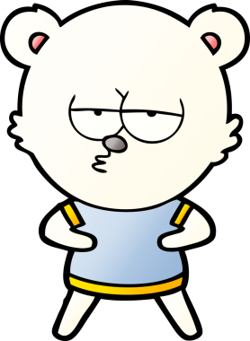 Bir insan tarafından çizilmiş sıkılan kutup ayısı çizgi filmi.