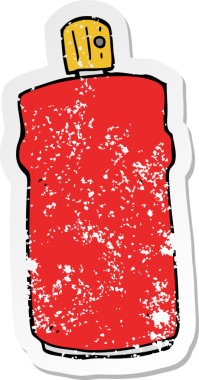 Bir insan tarafından çizilmiş karikatür spreyinin sıkıntılı çıkartması.