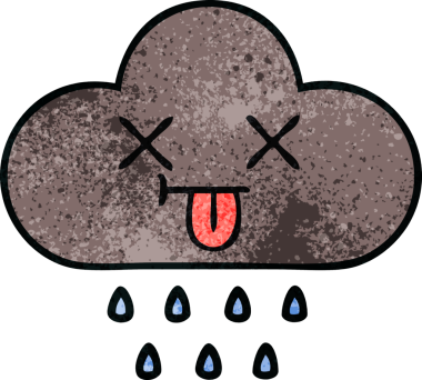 Bir insan tarafından çizilmiş fırtına yağmur bulutunun retro grunge desen karikatürü